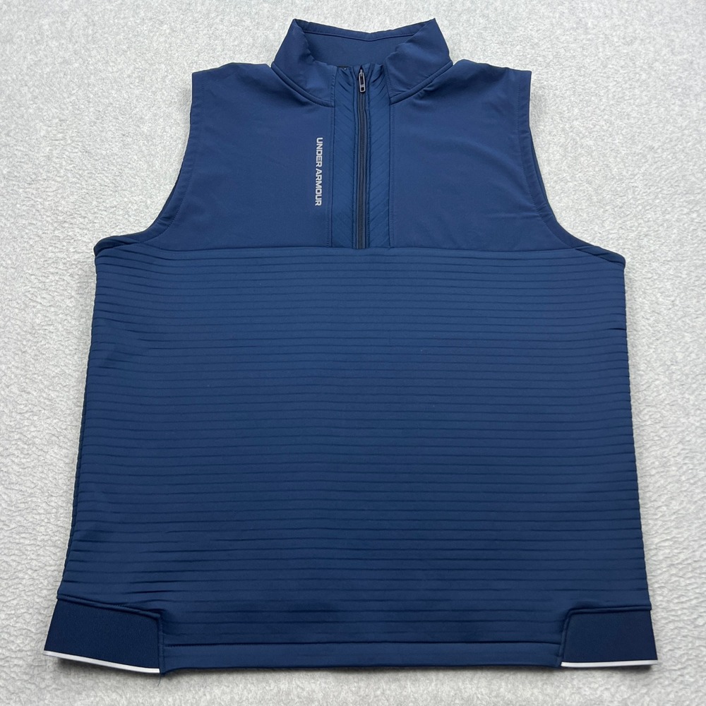 Under Armour Storm Daytona 1/2-Zip Golf Vest Mens Large Blue Technical Rib Layer